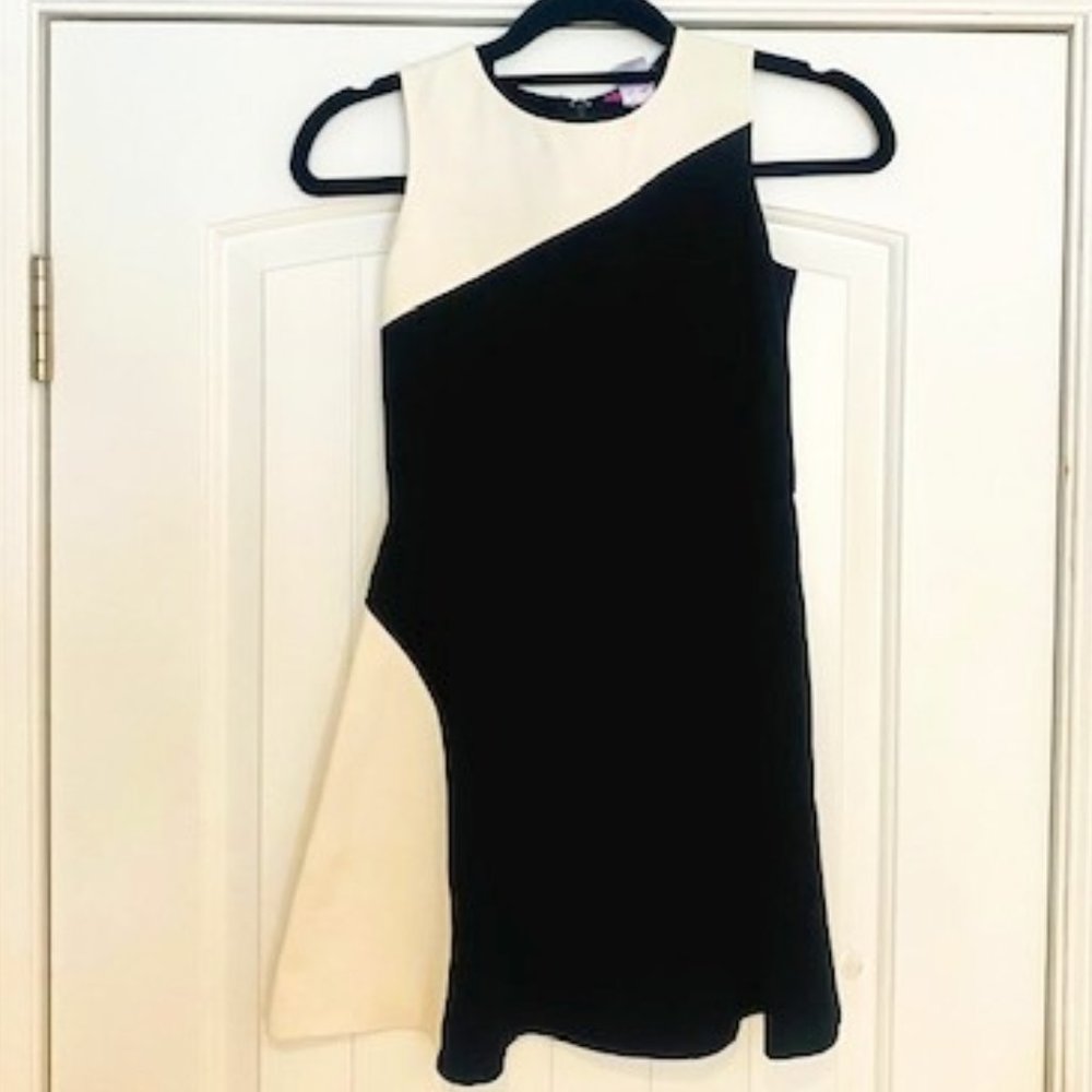 Aqua Girl's Black White Colorblock Sleeveless Fit N Flare Classic Dress Size XL